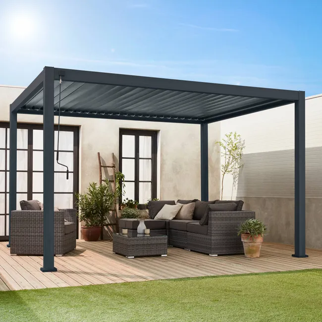 Pergola Bioclimatique gris anthracite – Triomphe – 3x4m. aluminium. à lames orientables TRIOMPHE 4X3M – Image 2