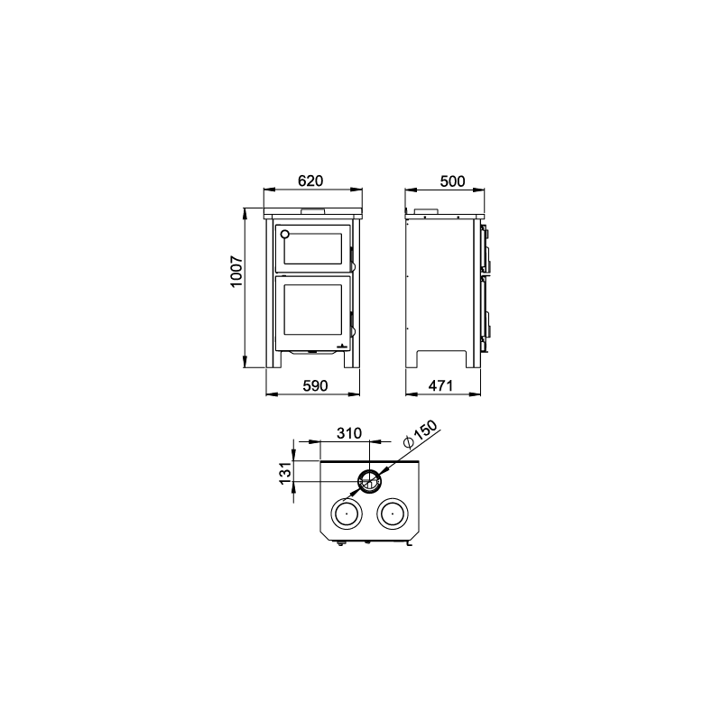 Poêle à bois avec four et plaque de cuisson Pramoda - 14 Kw – Image 2
